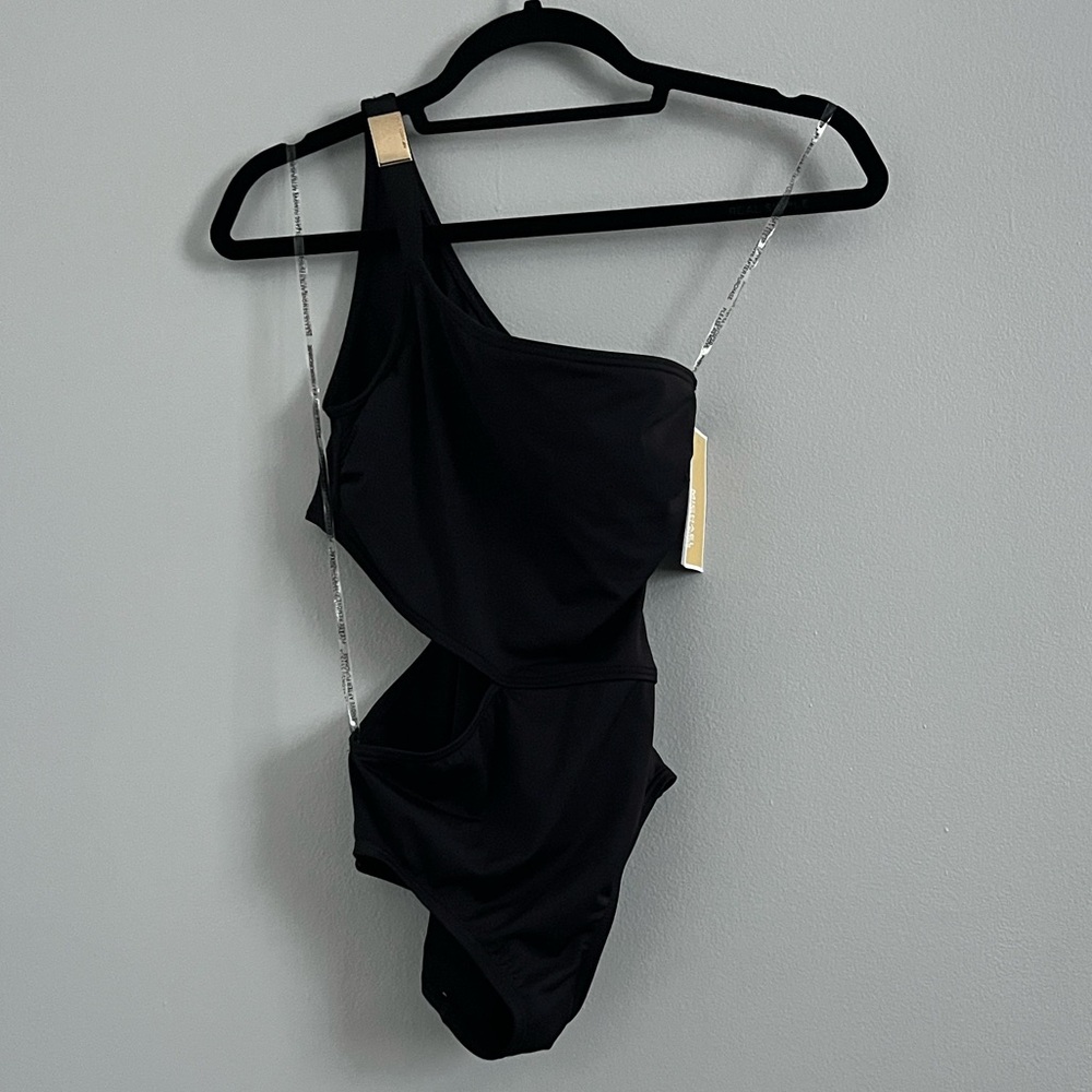 Michael Kors Black One-Shoulder Swimsuit